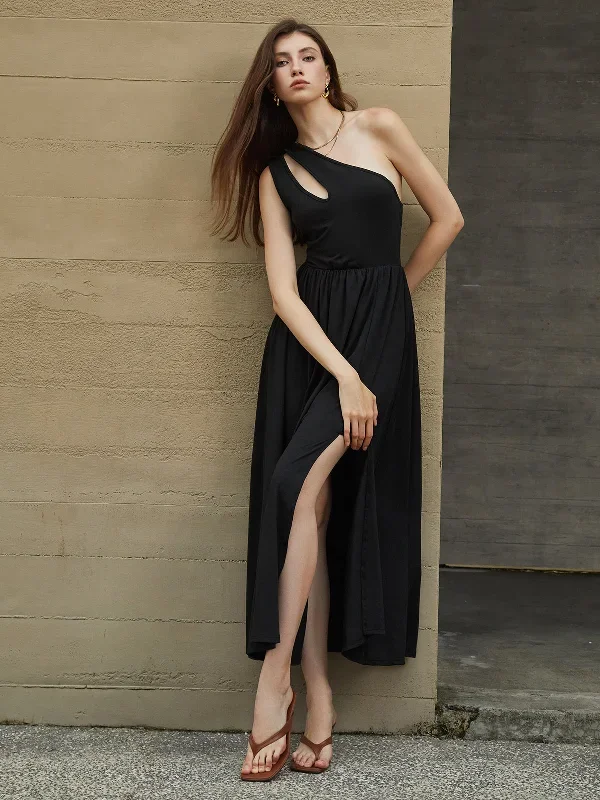 cutout-one-shoulder-off-knit-long-dress