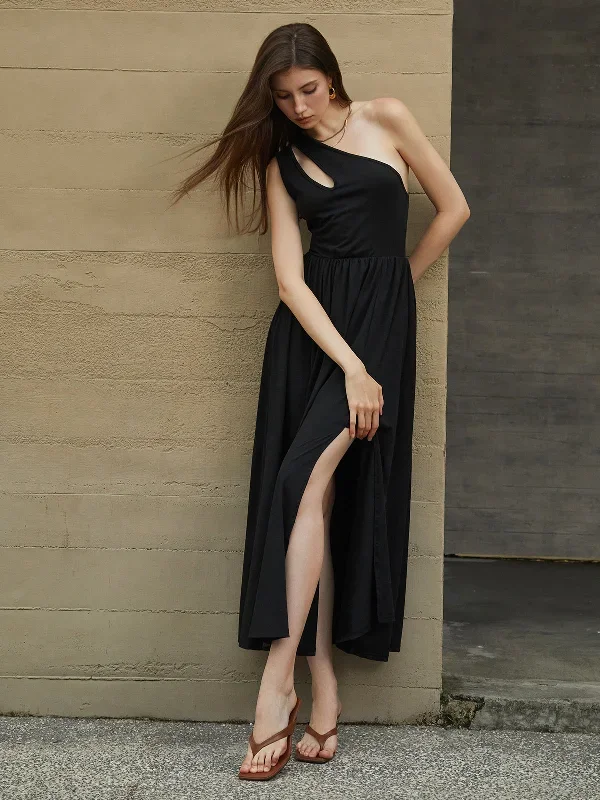 cutout-one-shoulder-off-knit-long-dress