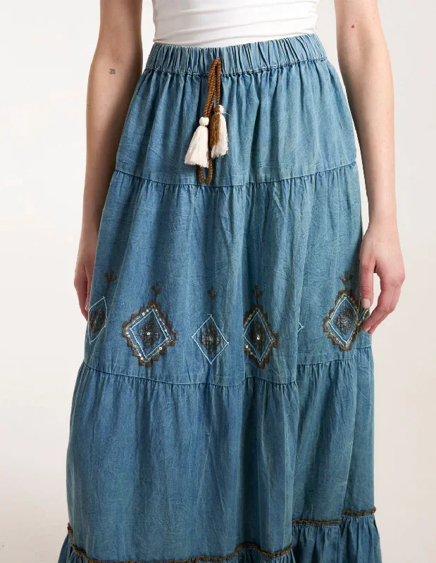 denim-embroidered-tiered-skirt