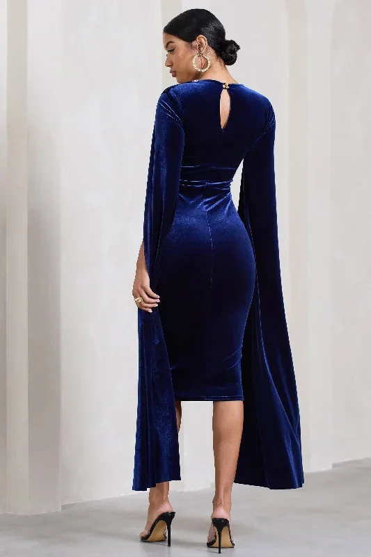 flawless-navy-velvet-square-neck-midi-dress-with-cape-sleeves-cl128999015