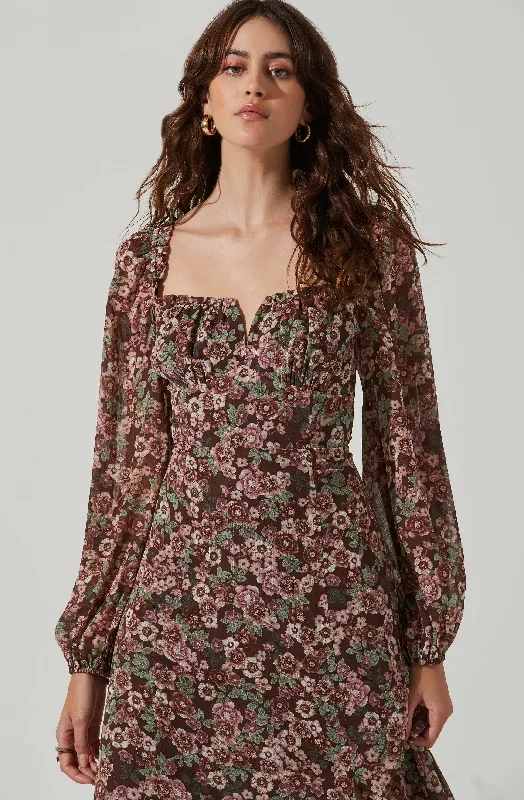 Brown mauve floral