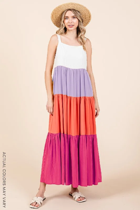 fuchsia-tiered-colorblock-maternity-maxi-dress