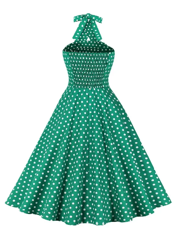 green-1950s-polka-dot-halter-dress-1