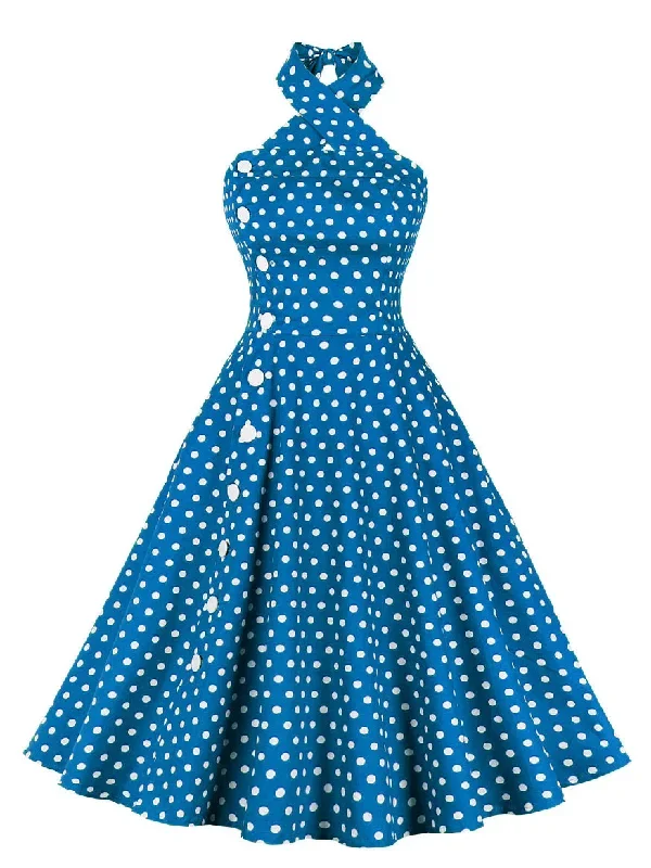 green-1950s-polka-dot-halter-dress-1