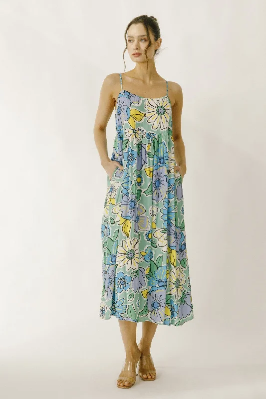 green-floral-back-tie-maternity-midi-dress