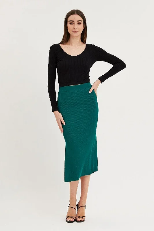 green-knit-skirt-midi-side-split-sm1509-40pb