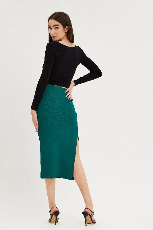 green-knit-skirt-midi-side-split-sm1509-40pb