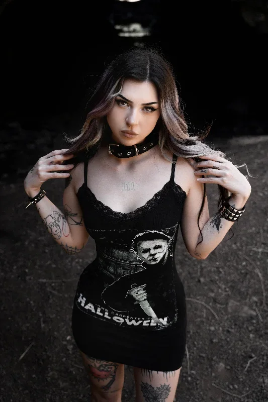 Halloween Michael Myers Lace Strap Dress