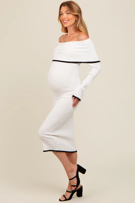 ivory-knit-off-shoulder-contrast-ruffle-trim-maternity-dress