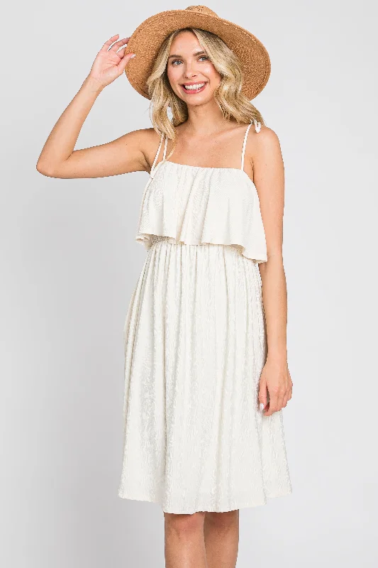 ivory-ruffle-overlay-shoulder-tie-maternity-dress