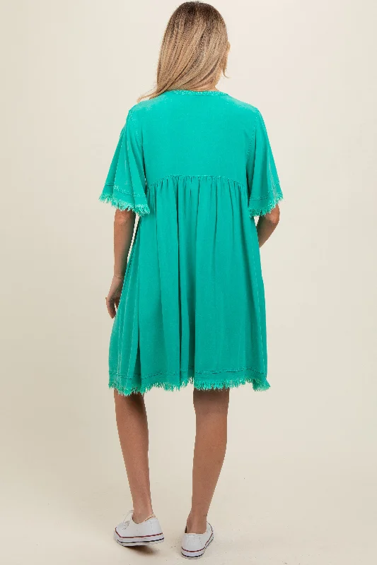 jade-button-front-frayed-maternity-dress