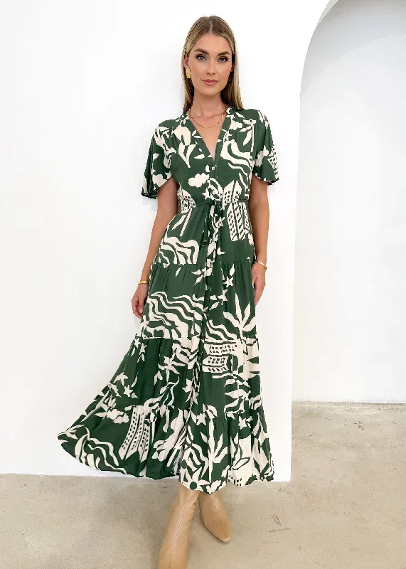 Kiernan Maxi Dress - Forest Abstract