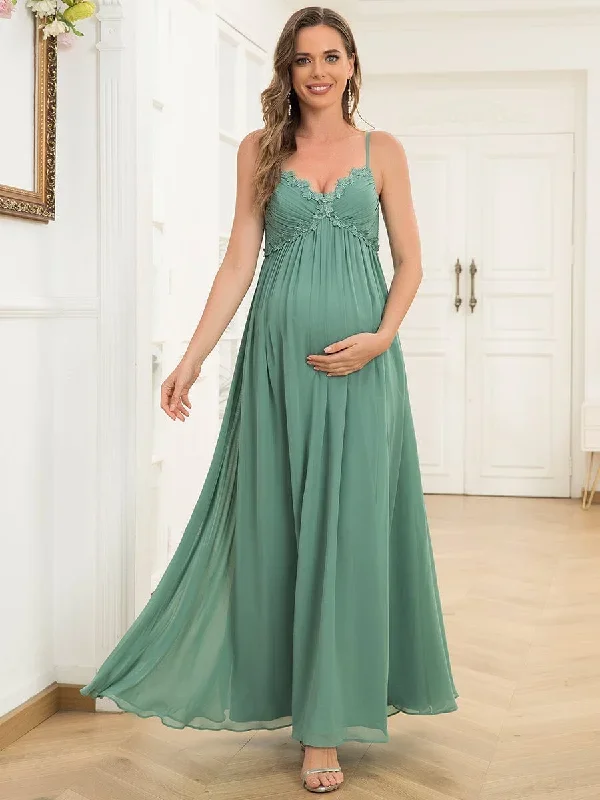 lace-spaghetti-strap-pleated-chiffon-maternity-dress-ey0200a