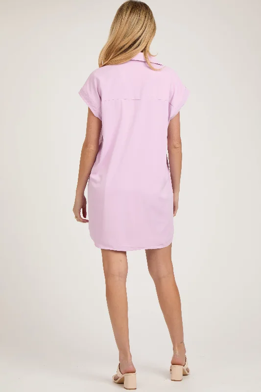 lavender-collared-button-front-maternity-dress