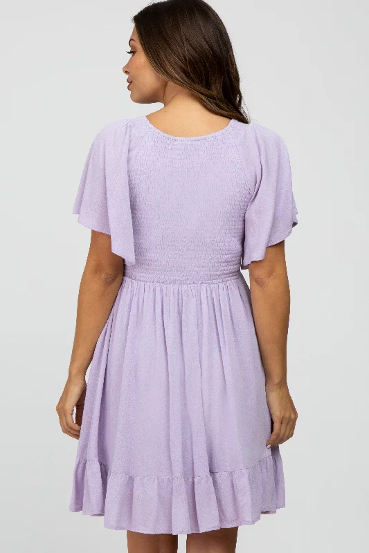 lavender-smocked-front-ruffle-hem-maternity-dress