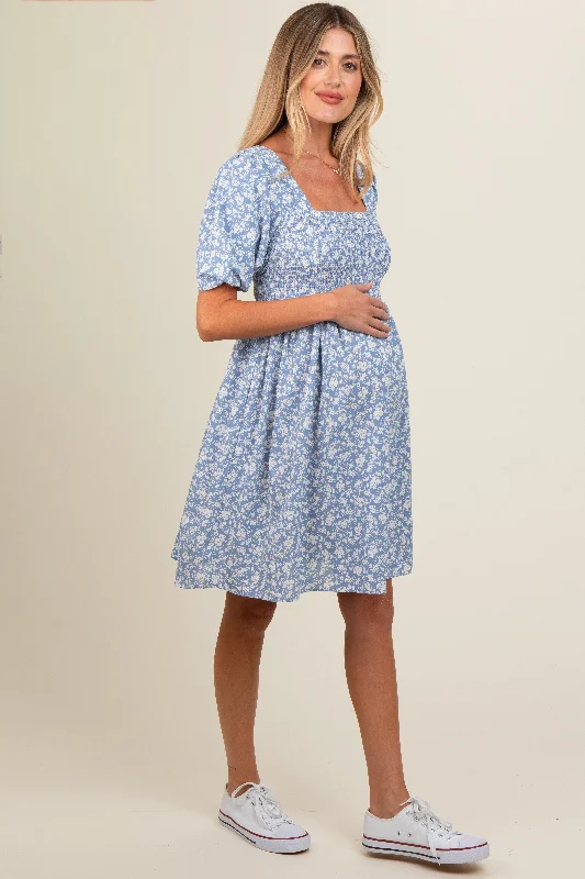 light-blue-floral-smocked-tie-back-maternity-dress