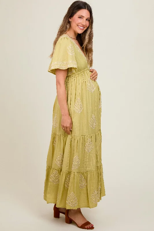 light-olive-embroidered-maternity-maxi-dress