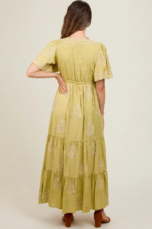 light-olive-embroidered-maternity-maxi-dress