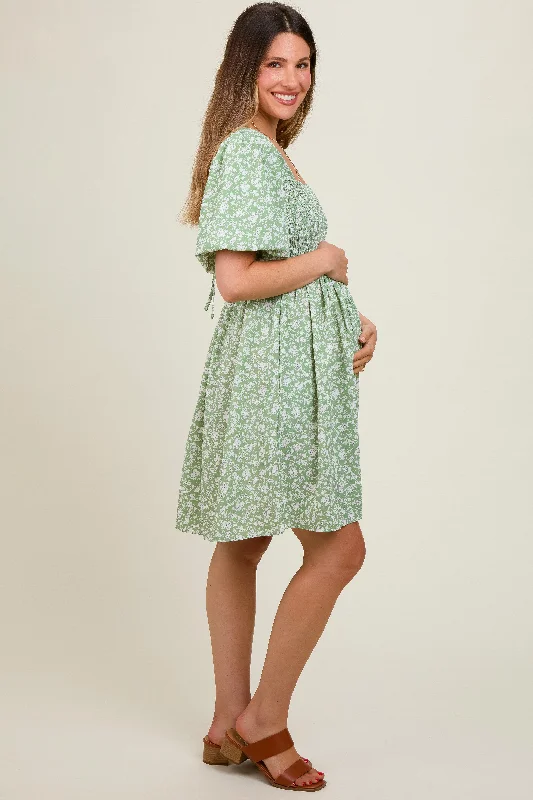 light-olive-floral-smocked-tie-back-maternity-dress