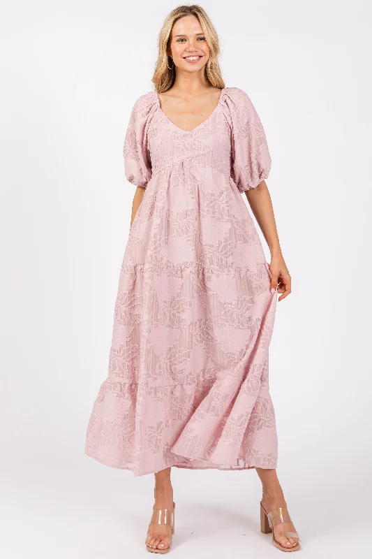 light-pink-embroidered-leaf-print-striped-maternity-maxi-dress