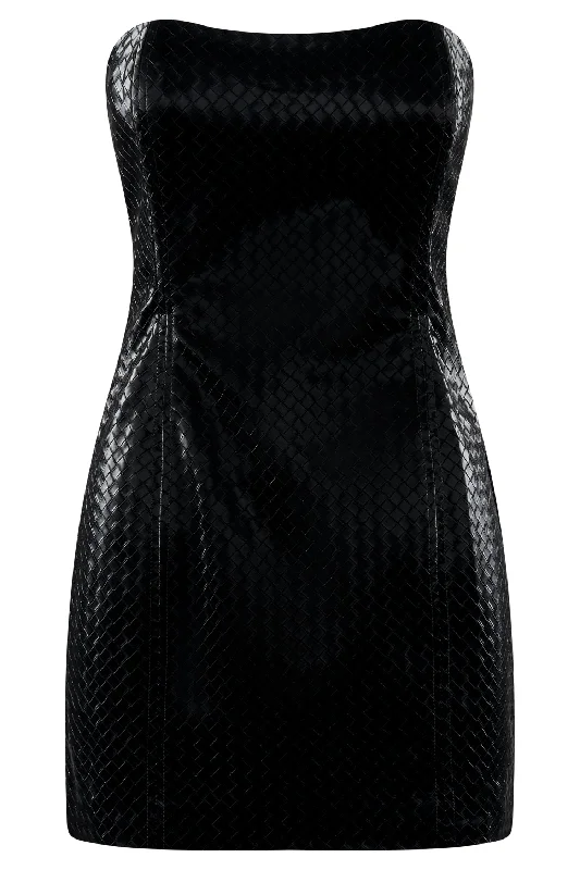 lizzie-crosshatch-faux-leather-mini-dress-black