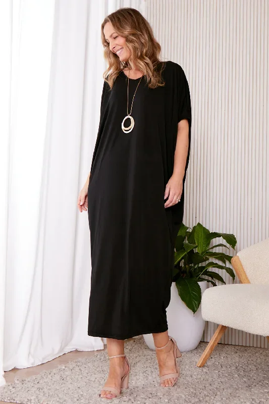 Long Cocoon Dress - Black