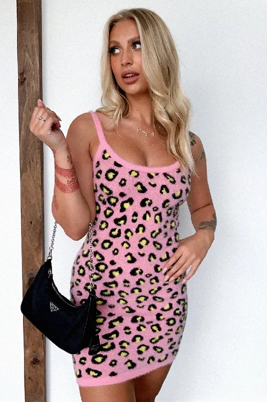 Mahnoor Dress - Pink Leopard Print