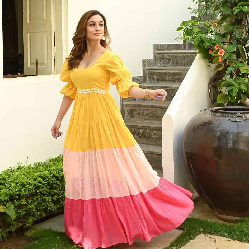 mango-pink-tier-cotton-dress