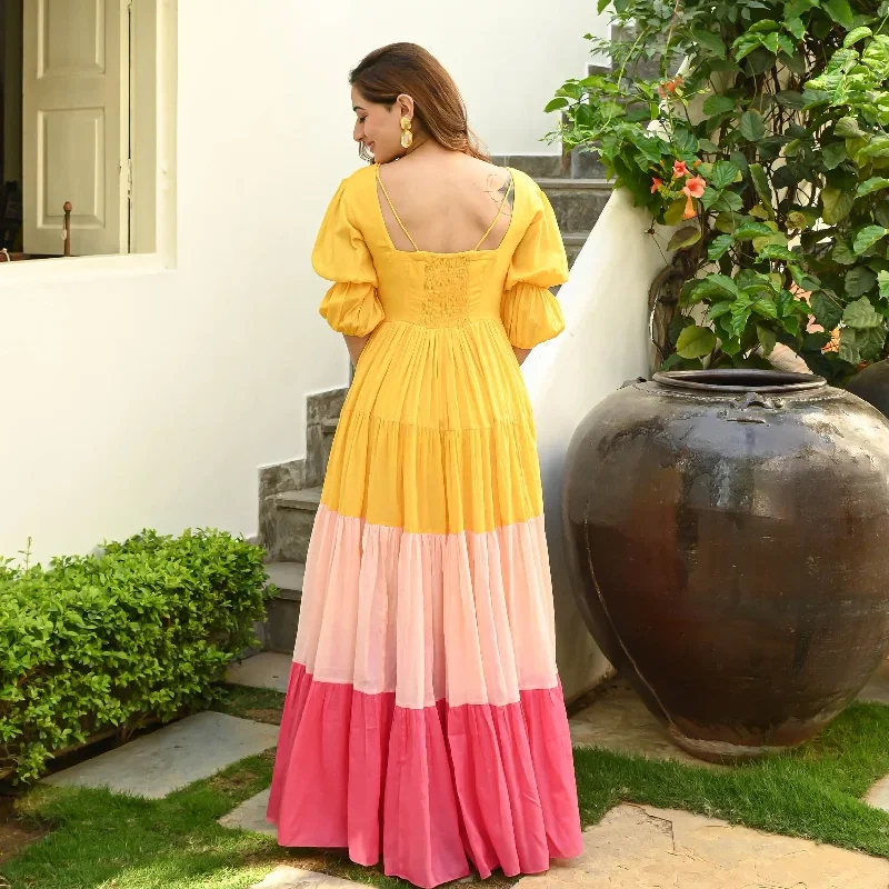 mango-pink-tier-cotton-dress