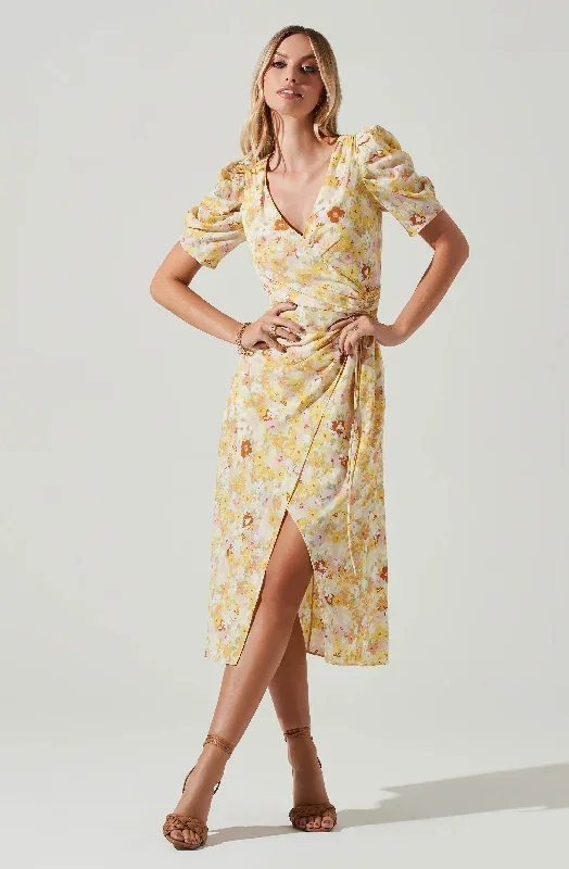 Martina Floral Ruched Midi Dress