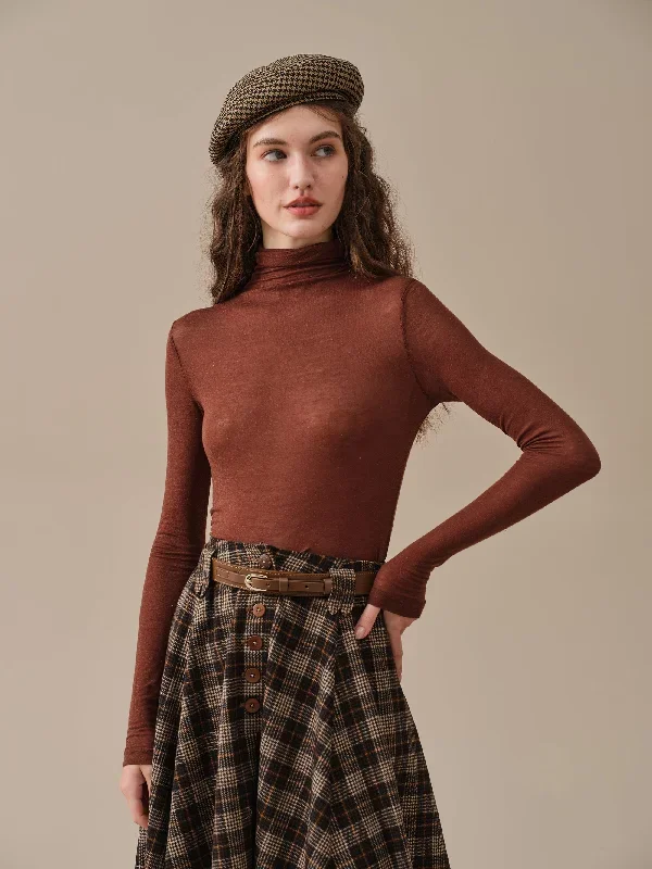 midi-wool-skirt-dark-brown-plaid-wool-skirt-vintage-wool-skirt-tartan-skirt-winter-warm-skirt-pockets-wool-skirt-linennaive