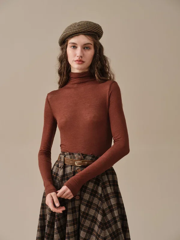 midi-wool-skirt-dark-brown-plaid-wool-skirt-vintage-wool-skirt-tartan-skirt-winter-warm-skirt-pockets-wool-skirt-linennaive