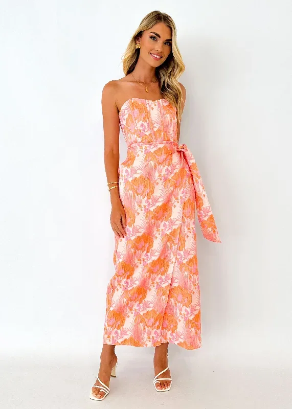 miima-strapless-midi-dress-peach-jacquard