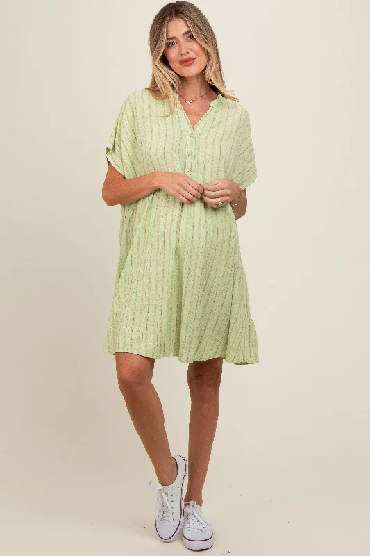 mint-green-striped-button-front-maternity-dress