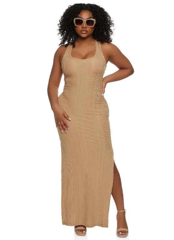 Ribbed Racerback Tank Maxi Dress