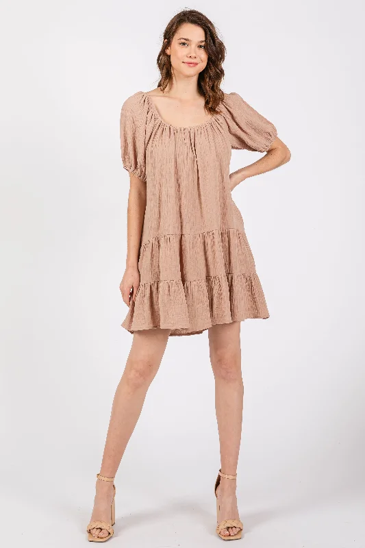 mocha-ribbon-back-detail-puff-sleeve-maternity-mini-dress