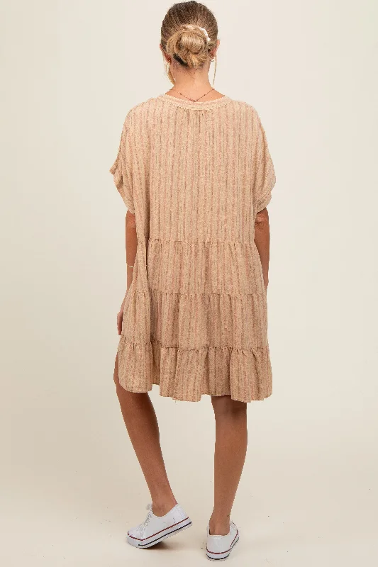 mocha-striped-button-front-maternity-dress