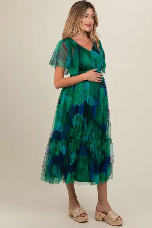 navy-blue-leaf-print-mesh-smocked-maternity-midi-dress