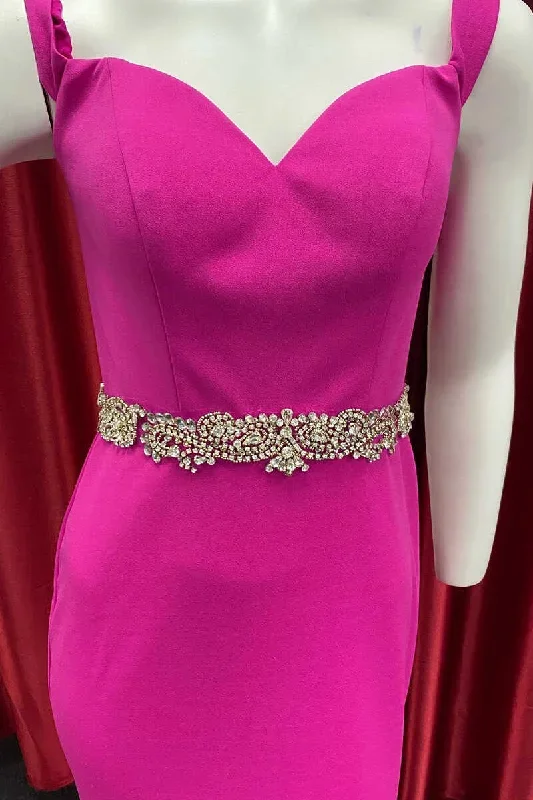 neon-pink-sweetheart-belted-mermaid-long-formal-gown