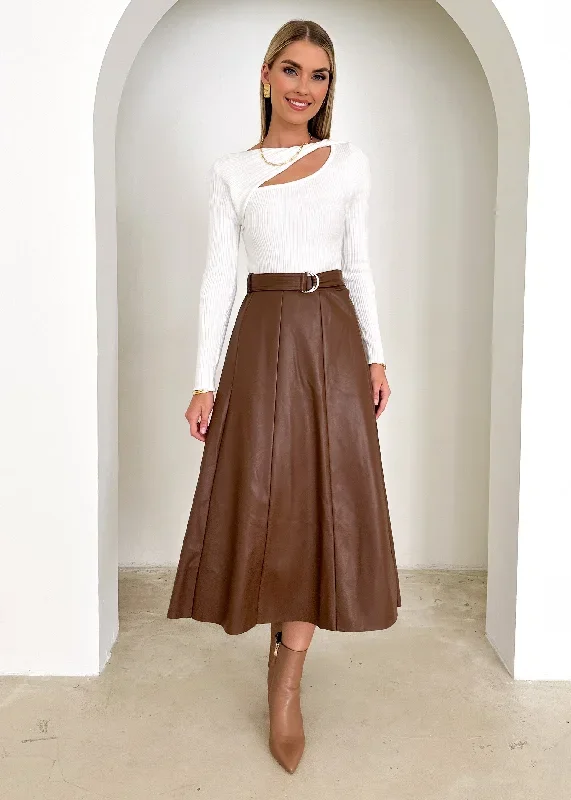 nietta-pu-midi-skirt-mocha