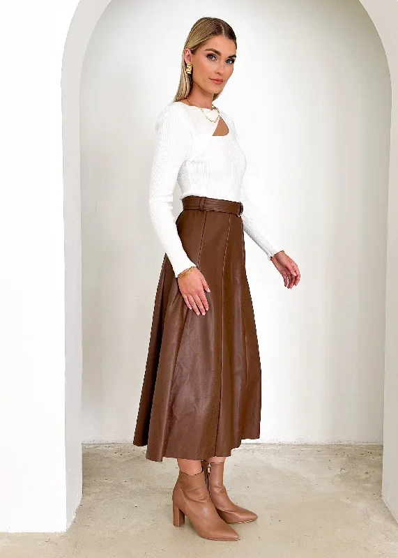 nietta-pu-midi-skirt-mocha