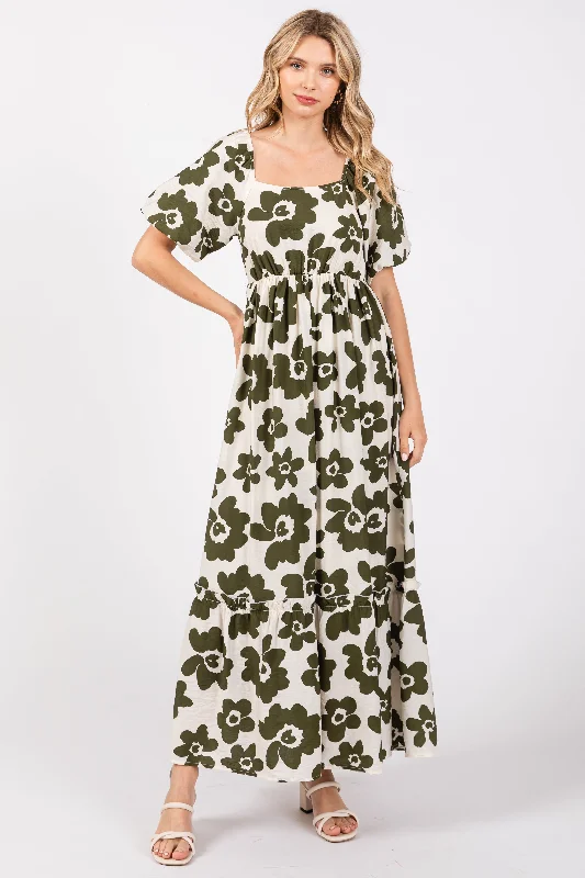 olive-floral-puff-sleeve-maternity-maxi-dress