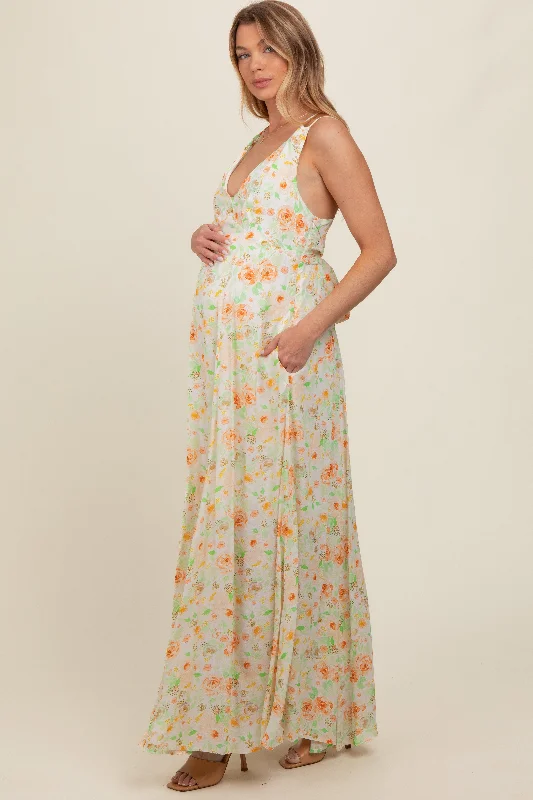 peach-floral-crisscross-back-maternity-maxi-dress