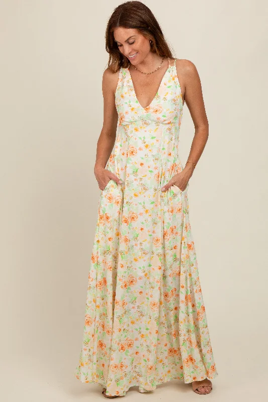 peach-floral-crisscross-back-maternity-maxi-dress