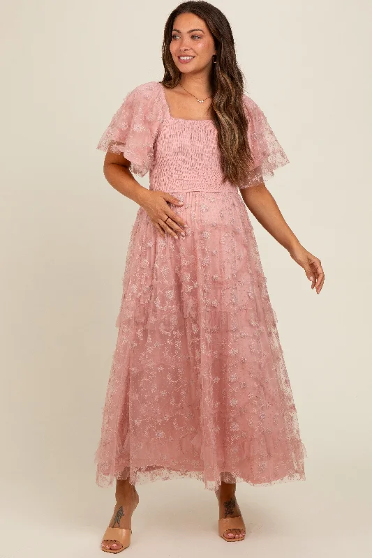 pink-floral-embroidered-ruffle-tulle-maternity-midi-dress