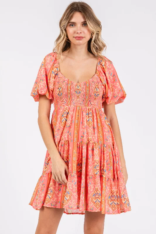 pink-floral-smocked-v-neck-short-puff-sleeve-maternity-dress