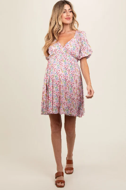 pink-floral-v-neck-cutout-back-maternity-dress