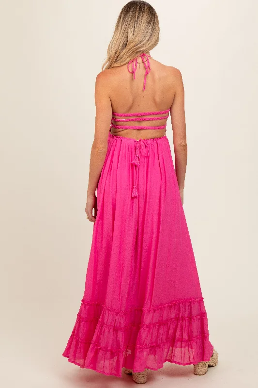 pink-smocked-halter-cutout-maternity-maxi-dress