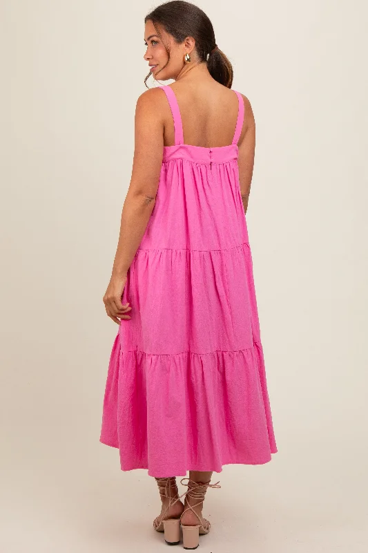 pink-tiered-maternity-midi-dress