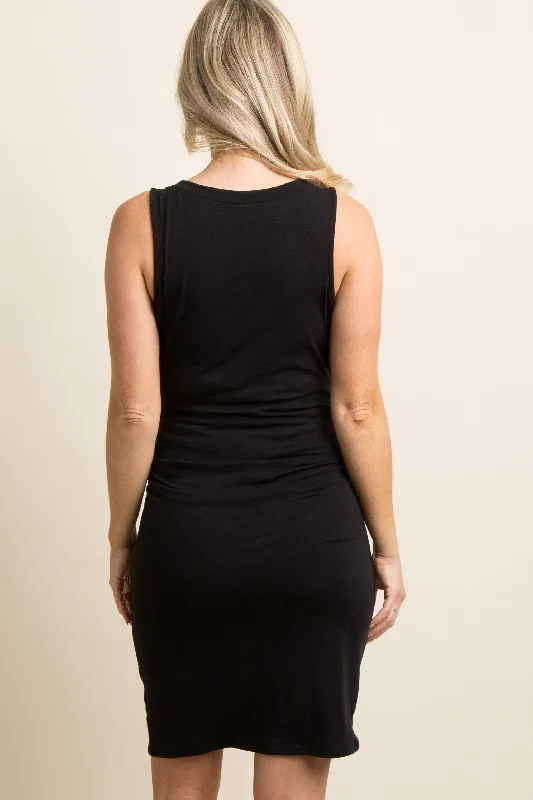 pinkblush-black-sleeveless-ruched-fitted-maternity-dress